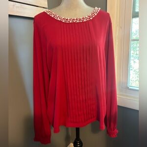 Karl Lagerfeld Red Pearl Blouse